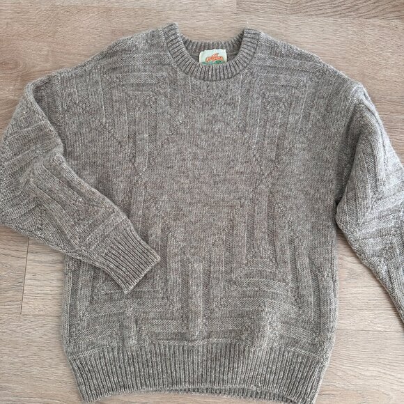 Men's Aran Fisherman's Cable Knit Crew Neck Sweater sz S - Mocha - Picture 12 of 12